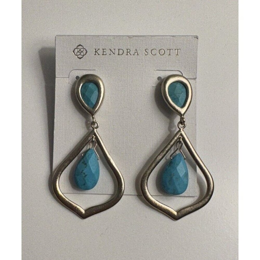 Kendra Scott  Ryanne‎ Earrings Turquoise Gold Drop Dangle Western Boho